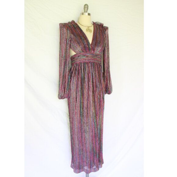 REBECCA VALLANCE Casey Maxi gown dress backless Vintage Disco fortuny plum NWT - Picture 6 of 12